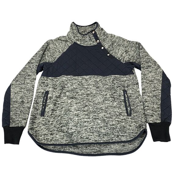 Abercrombie & Fitch Pullover Women's Small Gray Fleece Mock Neck Snap Button - Picture 16 of 16